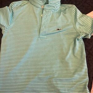 Performance polo striped turquoise